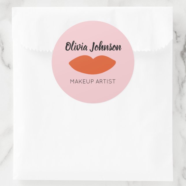 Adesivo Redondo Lábios Vermelhos Básicos Franceses Modernos (Bolsa)