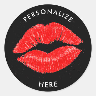 Adesivo Redondo Lábios Vermelhos Batom Mancha de Lábios Maquiagem 