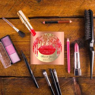 Adesivo Redondo Lábios vermelhos Dourados para nome de pequena em