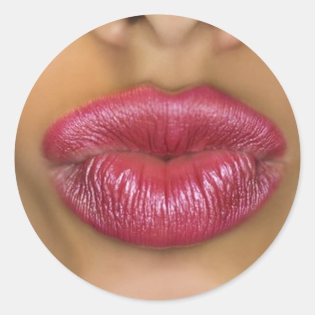 Adesivo Redondo Lábios vermelhos em chamas (Frente)