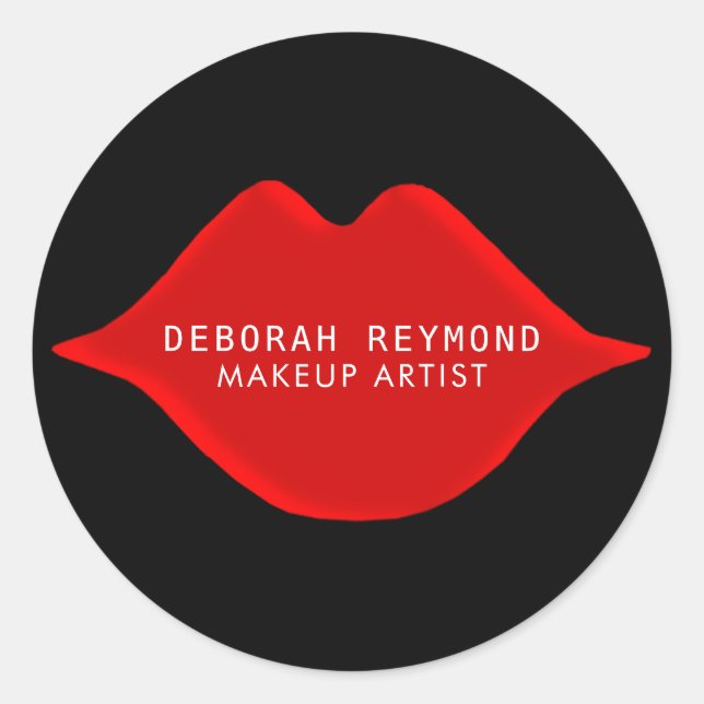 Adesivo Redondo lábios vermelhos em preto para uma beleza artístic (Frente)