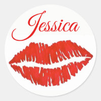 Lábios Vermelhos Personalizados Lipstick Kiss Impr