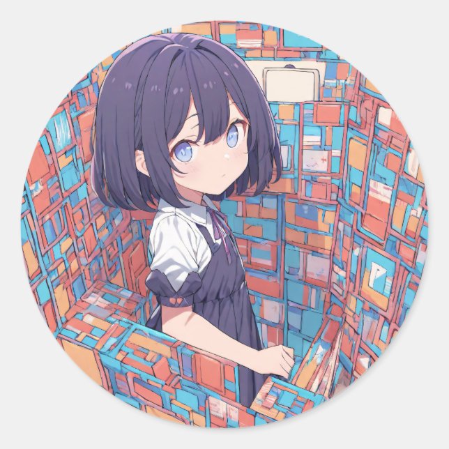 Adesivo Redondo Labirinto de Cores (Frente)