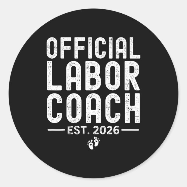 Adesivo Redondo Labor Coach Est 2026 Expecting New Mom Dad Baby Sh (Frente)