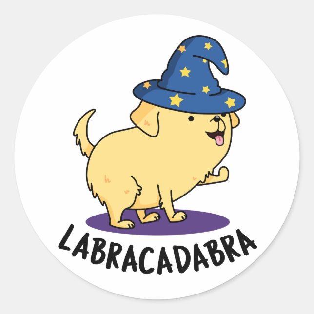 Adesivo Redondo Labra-cadabra Funny Labrador Dog Pun (Frente)
