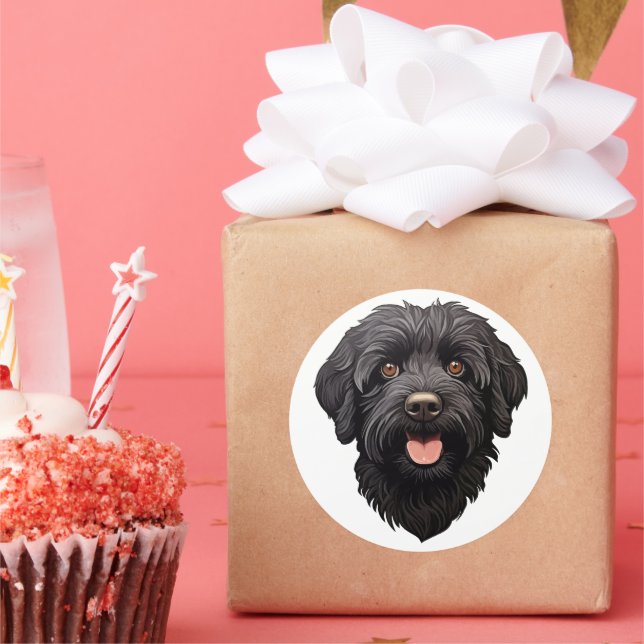 Adesivo Redondo Labradoodle Black Dog (Festa)