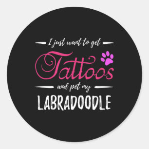 Adesivo Redondo Labradoodle Dog Lover Tatto Engraçado Cachorro Mãe