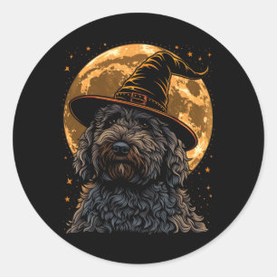 Adesivo Redondo Labradoodle Halloween Cachorro Engraçado Fofo Dood