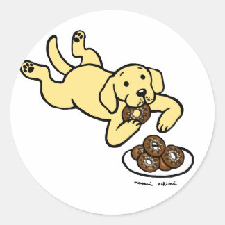Adesivo Redondo Labrador Amarelo e Nozes!