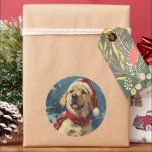 Adesivo Redondo Labrador Christmas<br><div class="desc">Celebrar a magia do Natal com o nosso maravilhoso cartão de férias com um adorável Labrador adorado num charmoso chapéu de Papai Noel. Os olhos amigáveis do Labrador e a cauda ondulada transmitem o espírito da estação,  criando um humor instantâneo de alegria e festividade.</div>