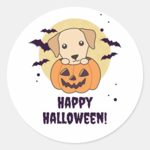 Adesivo Redondo Labrador Em Cachorros Bons Felizes Halloween