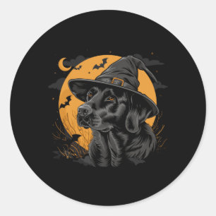 Adesivo Redondo Labrador Halloween Engraçado Cachorro Preto Lab Mo