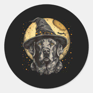 Adesivo Redondo Labrador Halloween Engraçado Cachorro Preto Lab Mo