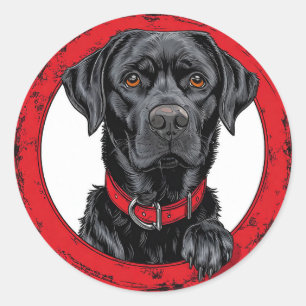 Adesivo Redondo Labrador preto engraçado