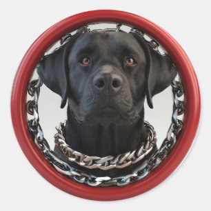 Adesivo Redondo Labrador preto engraçado