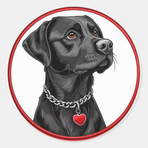 Adesivo Redondo Labrador preto engraçado