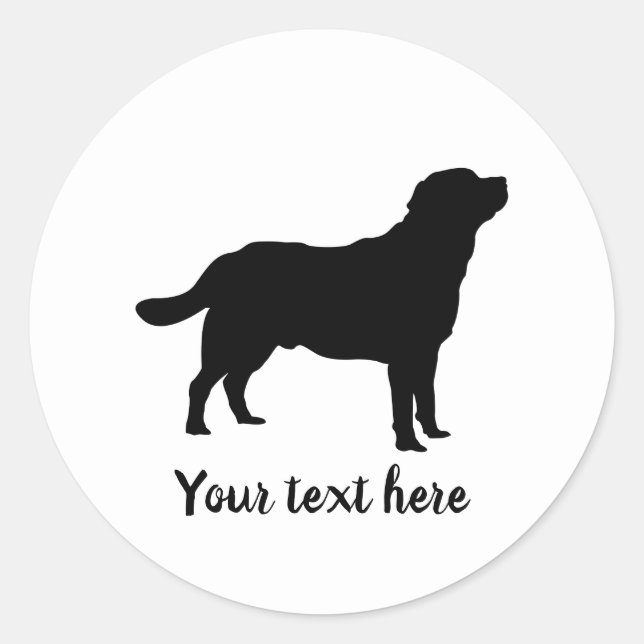 Adesivo Redondo Labrador Preto Lab Silhout & Text (Frente)