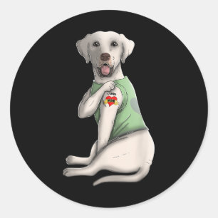 Adesivo Redondo Labrador Retriever Adoro Mamãe Tatuagem Cachorro E