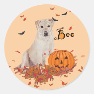 Adesivo Redondo Labrador Retriever Amarelo de Halloween