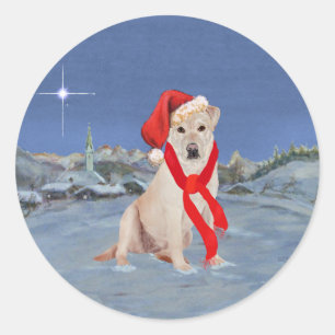 Adesivo Redondo Labrador Retriever Amarelo de Natal