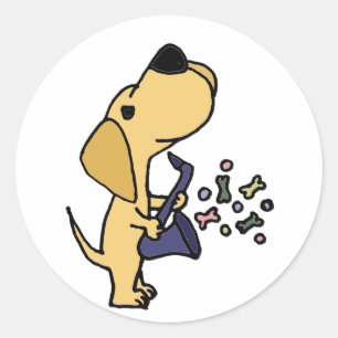 Adesivo Redondo Labrador retriever amarelo engraçado que joga