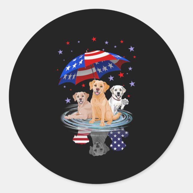 Adesivo Redondo Labrador Retriever American Flag Shadow (Frente)