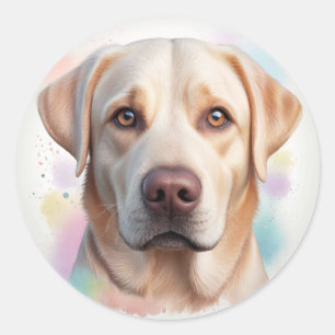 Adesivo Redondo Labrador Retriever, Arte Whimsical Mágica