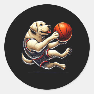 Adesivo Redondo Labrador Retriever Atirando Basquete