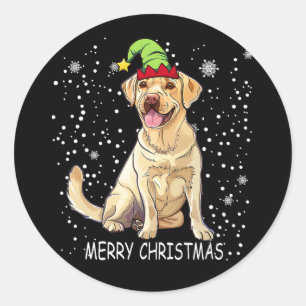 Adesivo Redondo Labrador Retriever Cachorro Árvore de Natal Xmas