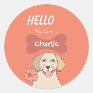 Adesivo Redondo Labrador Retriever Cartoon com nome personalizado