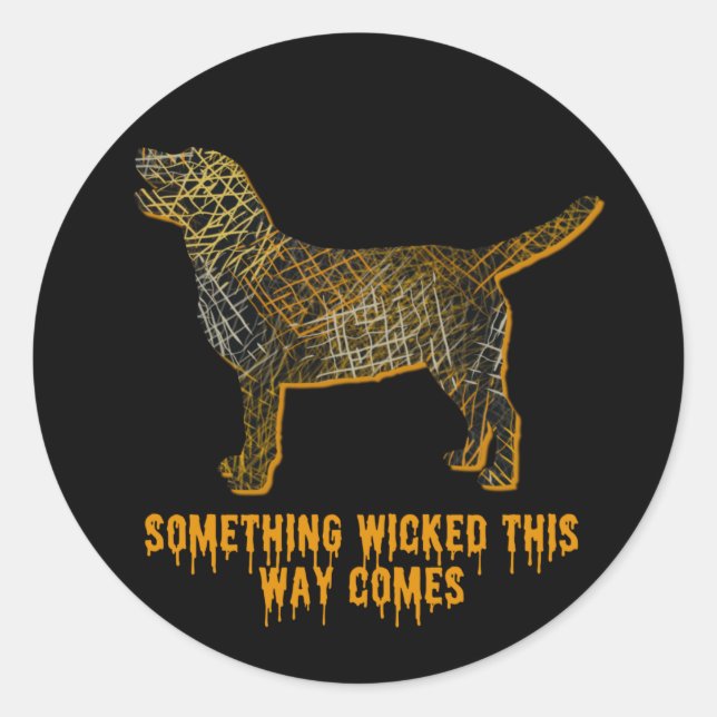 Adesivo Redondo Labrador Retriever Dog Silhoueen Diversão Hallowee (Frente)