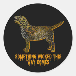 Adesivo Redondo Labrador Retriever Dog Silhoueen Diversão Hallowee