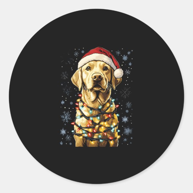 Adesivo Redondo Labrador Retriever Dogs Tree Christmas Sweater Xma (Frente)