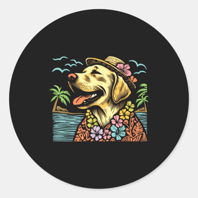 Adesivo Redondo Labrador Retriever Floral Trocal Summer Vibes Hawa (Frente)