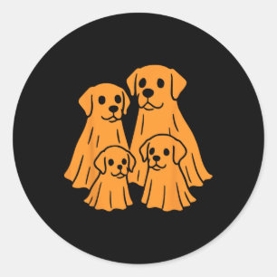 Adesivo Redondo Labrador Retriever Halloween Ghost Family Engraçad