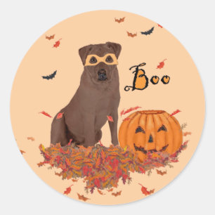 Adesivo Redondo Labrador Retriever Marrom de Halloween