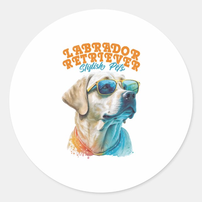 Adesivo Redondo Labrador Retriever Na moda Pets (Frente)