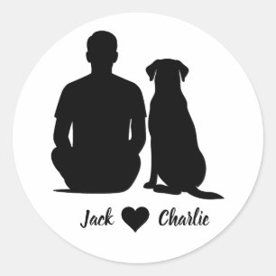 Adesivo Redondo Labrador Retriever Personalizado Cachorro E Dono H