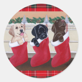 Adesivo Redondo Labrador Retriever Puppia Pintura de Natal