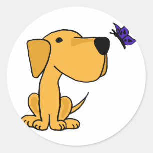 Adesivo Redondo Labrador retriever que olha desenhos animados da