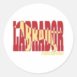 Adesivo Redondo Labrador Retriever silhouette, amarelo