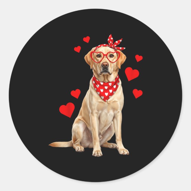 Adesivo Redondo Labrador Retriever Valentines Day Dog Lover Heart  (Frente)