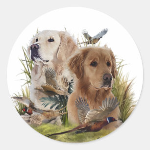 Adesivo Redondo Labrador Retrievers com Faisão, Arte