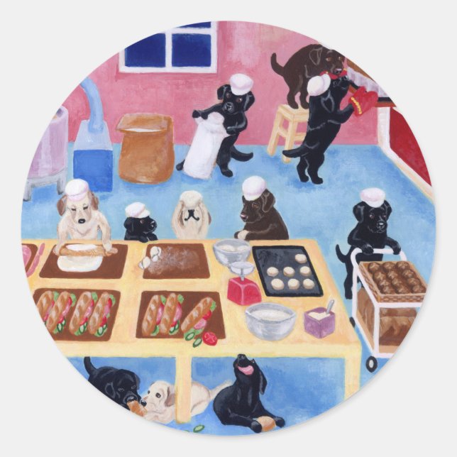 Adesivo Redondo Labradores Bakery (Frente)