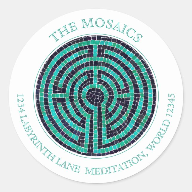 Adesivo Redondo LABYRINTH III Selos para grandes endereços - Branc (Frente)