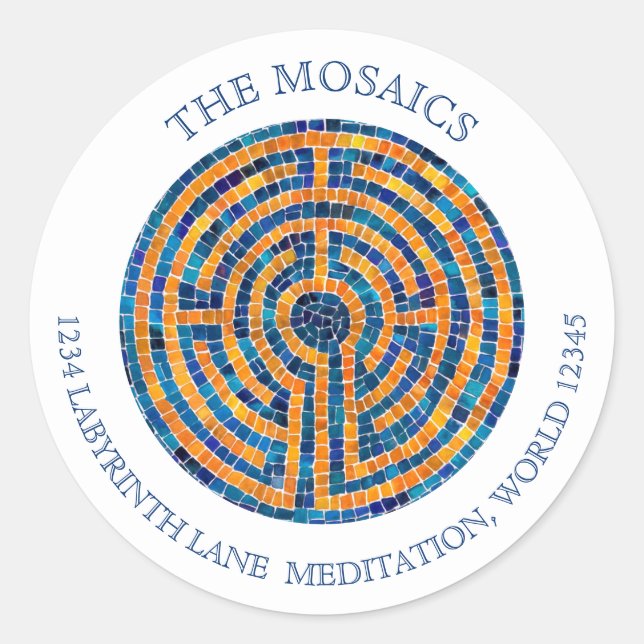 Adesivo Redondo LABYRINTH IV Vedantes de envelopes de endereço gra (Frente)