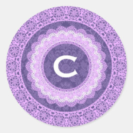 Adesivo Redondo Lace e Monograma Personalizado V16 PURPLE 4