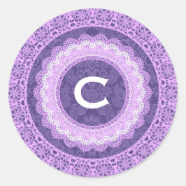 Adesivo Redondo Lace e Monograma Personalizado V16 PURPLE 4