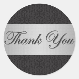 Adesivo Redondo Lace Preto e Prata Agradecemos Seu Vinheta/Selo