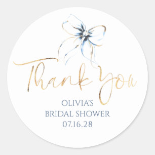 Adesivo Redondo Laço Azul Claro Favorece Bridal Shower Agradecimen